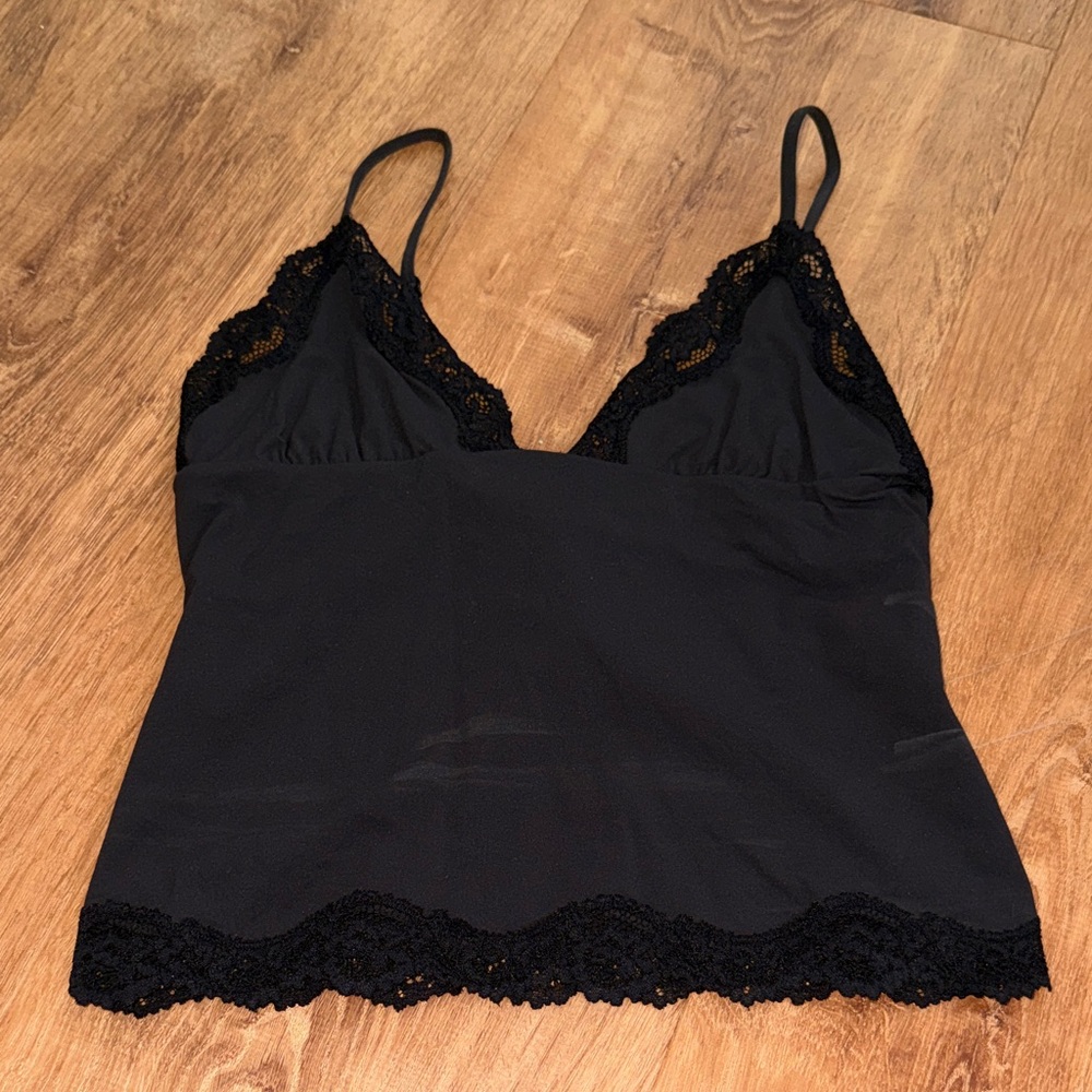 SKIMS Black Lace-Trim Slip Camisole